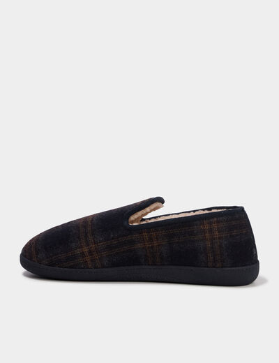 Chaussons fourr&eacute;s Isotoner bleu marine homme
