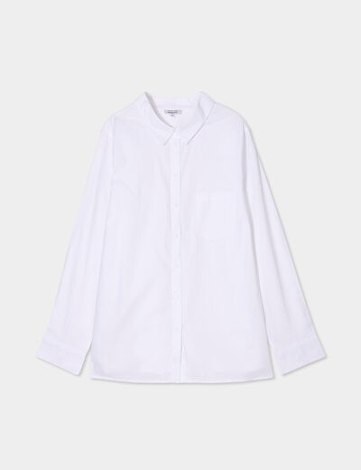 Chemise ajustée manches longues coton blanc femme grande taille