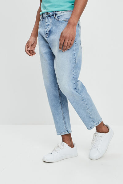 Jeans droit denim bleach homme