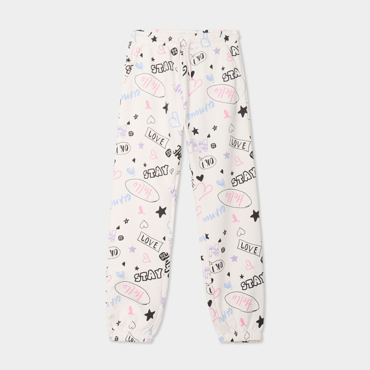 Pantalon de jogging molleton beige fille