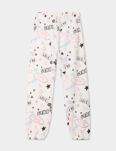 Pantalon de jogging molleton beige fille