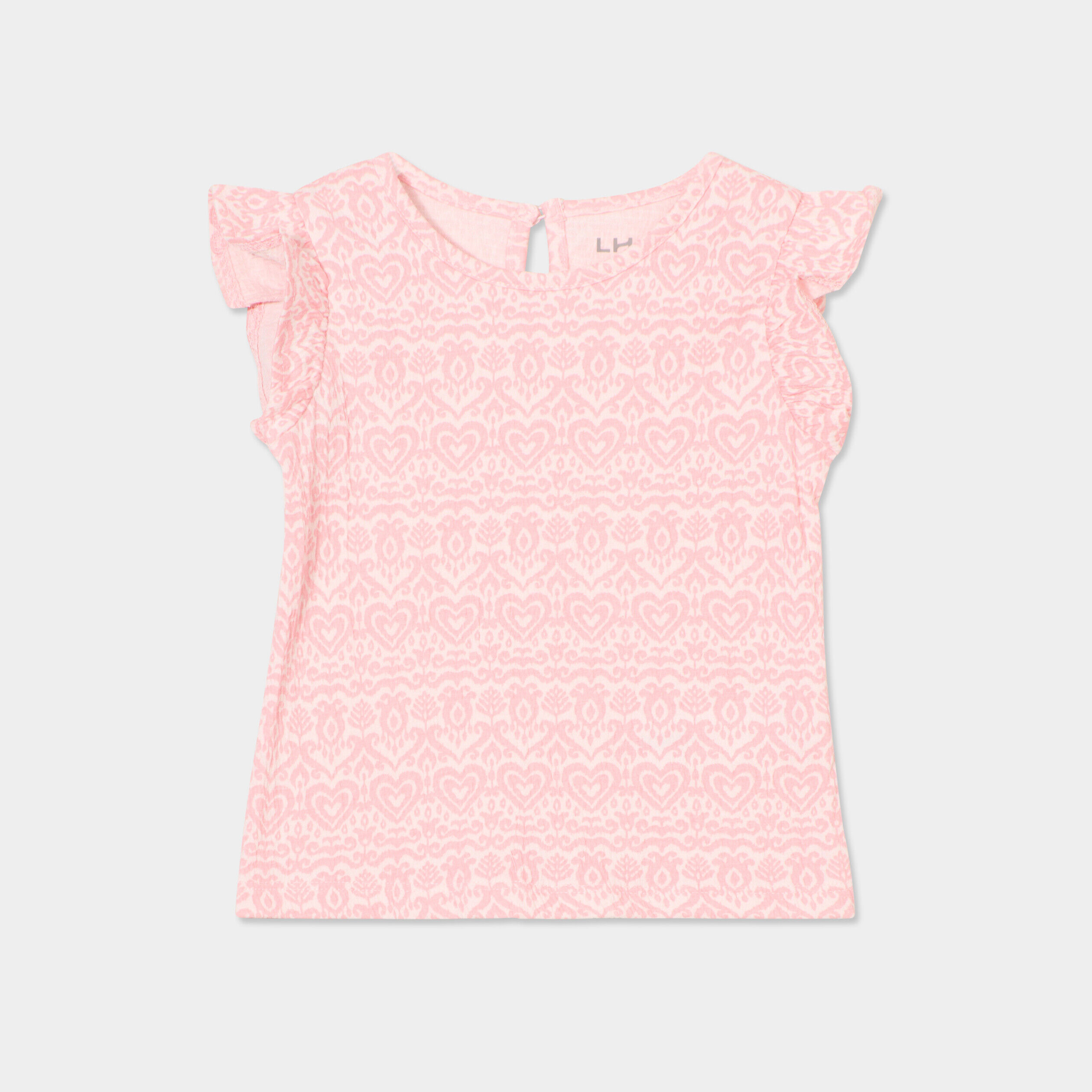 T-shirt reliefé manches volants coton blanc bébé fille LH