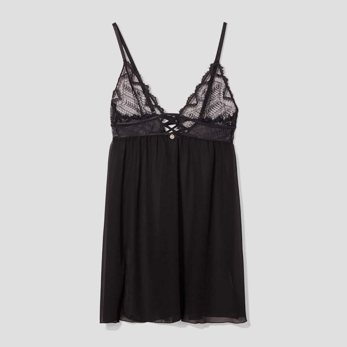 Nuisette dentelle et voile Mosquitos noir femme