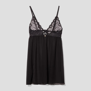 Nuisette dentelle et voile Mosquitos noir femme