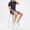 Bermuda droit &agrave; coulisse en jean denim gris homme