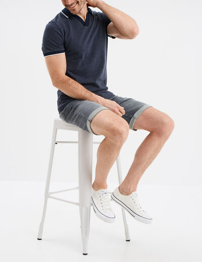 Bermuda droit &agrave; coulisse en jean denim gris homme