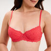 Soutien-gorge corbeille en dentelle rouge corail femme