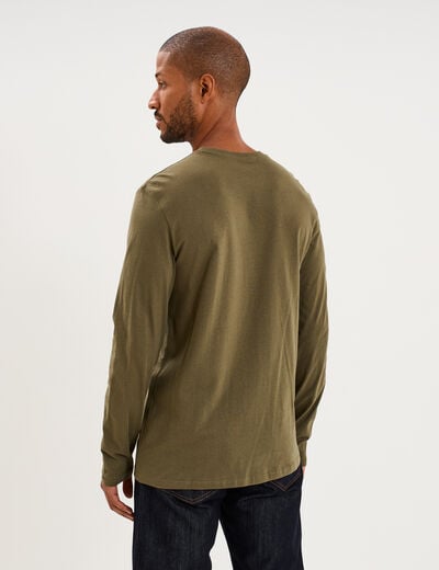 T-shirt manches longues vert kaki homme