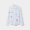 Chemise brod&eacute;e manches longues blanc femme