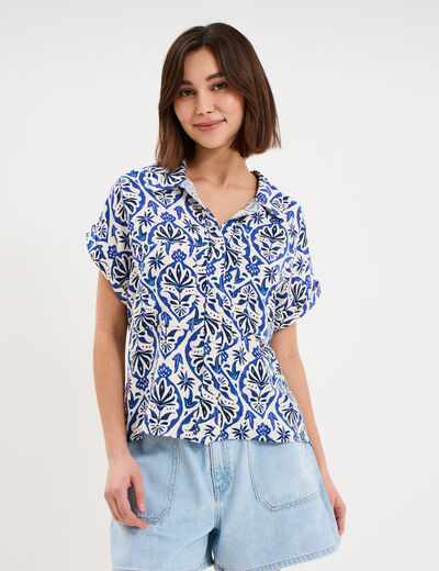 Chemise manches courtes 2 poches ecru femme