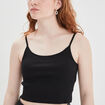 Débardeur cropped côtelé noir femme