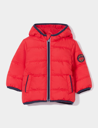 Doudoune à capuche doublure polaire rouge bébé garçon