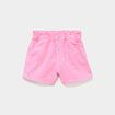 Short brod&eacute; droit &eacute;lastiqu&eacute; coton rose fluo fille