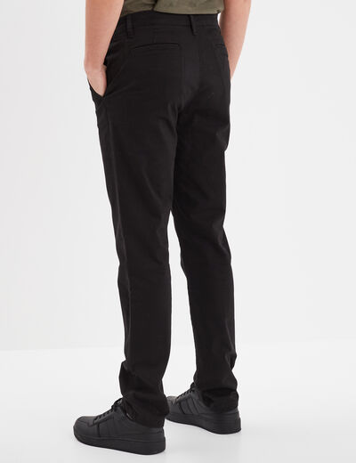 Pantalon chino droit stretch retroussé noir homme