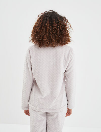 Veste pyjama zippée effet polaire rose pastel femme