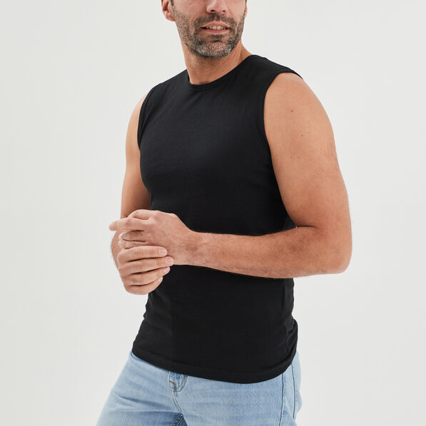 debardeur droit bretelles larges coton noir homme Débardeur droit bretelles larges coton noir homme