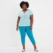Pantalon corsaire avec ceinture bleu canard femme grande taille