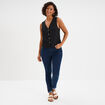 Veston sans manches et col en V noir femme
