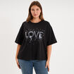 T-shirt oversize &agrave; sequins coton noir femme grande taille