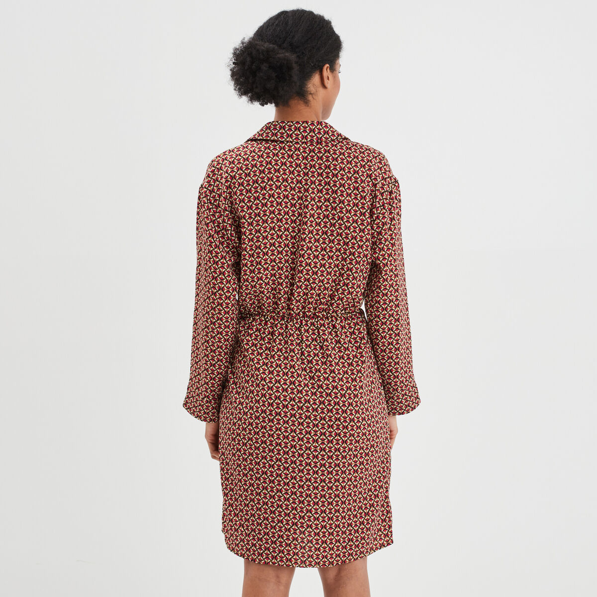 Robe col cache-coeur avec noeud rose fushia femme