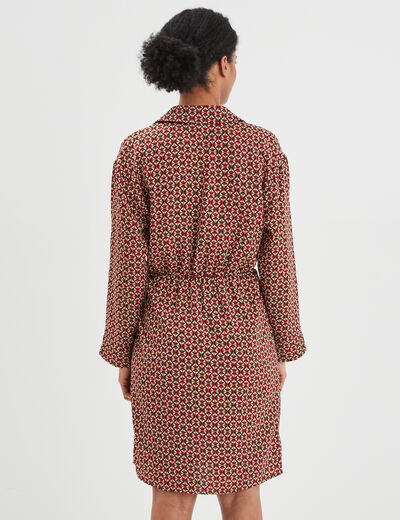Robe col cache-coeur avec noeud rose fushia femme