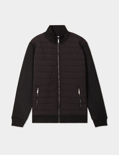 Gilet zippé matelassé col montant noir homme