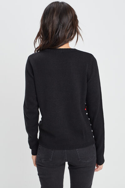 Pull de Noël manches longues Minnie noir femme