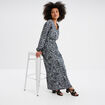 Robe longue fluide manches longues gris femme