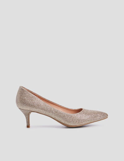 Escarpins &agrave; talons paillet&eacute;s couleur or femme