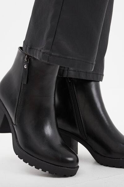 Bottines &agrave; talons et d&eacute;tails zipp&eacute;s noir femme