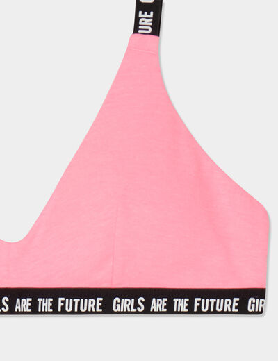 Lot 2 brassières forme triangle coton rose fluo fille