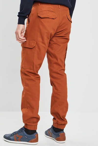 Pantalon cargo à coulisse marron cognac homme