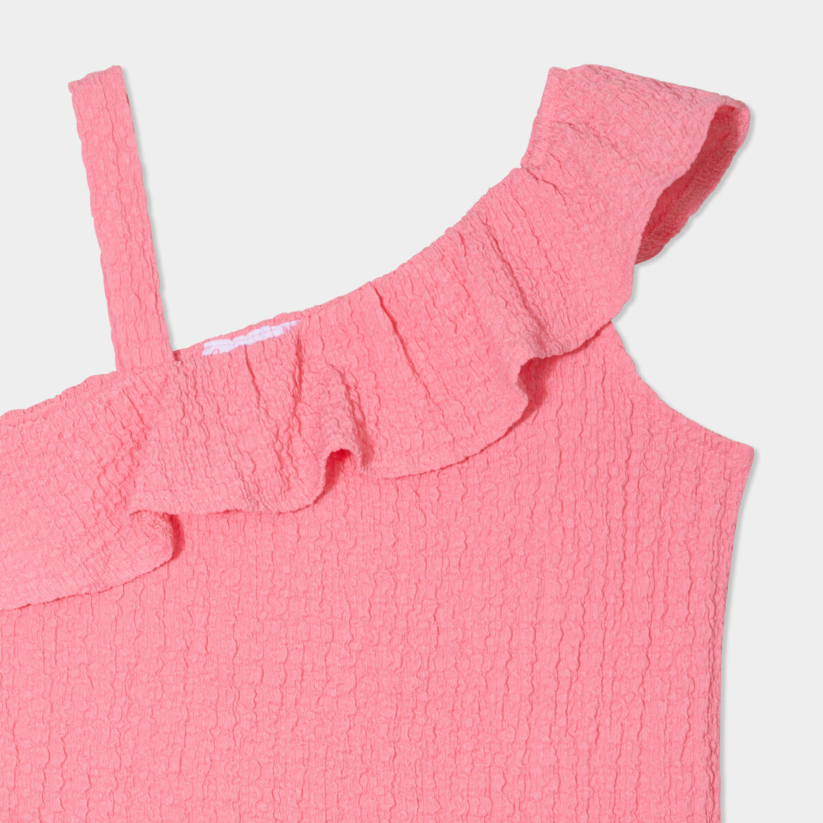 Débardeur asymétrique à volants rose fille