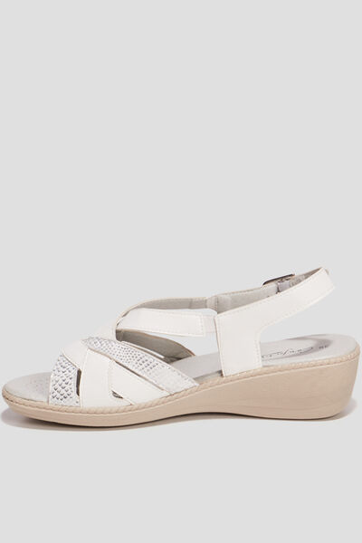 Sandales &agrave; talons compens&eacute;s blanc femme