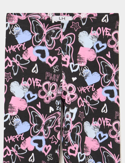 Legging taille &eacute;lastiqu&eacute;e coton noir fille