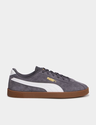 Baskets &agrave; lacets en cuir Puma Club II gris fonc&eacute; homme