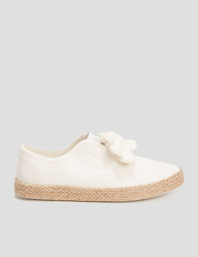 Tennis en toile avec noeuds blanc femme