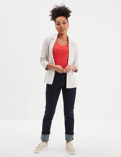 Débardeur bretelles larges coton rouge femme