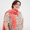 Foulard bords à franges fines orange corail femme