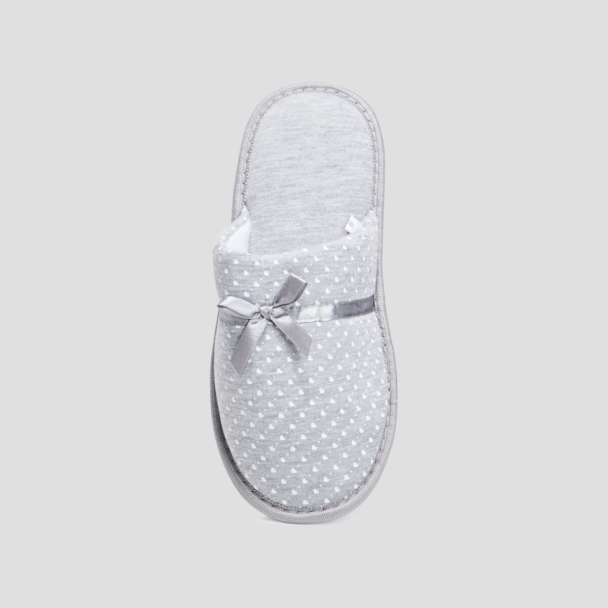Chaussons mules petits coeurs gris femme
