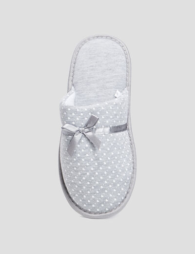 Chaussons mules petits coeurs gris femme