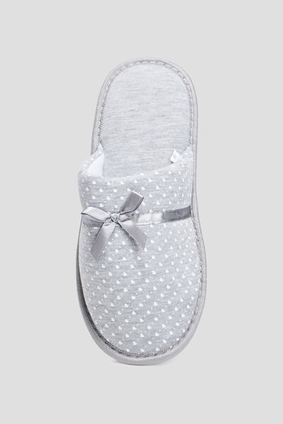 Chaussons mules petits coeurs gris femme