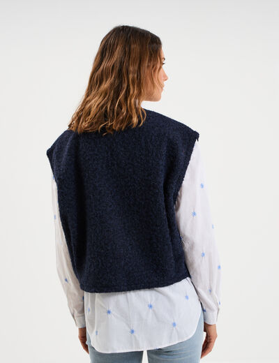 Veste sans manches bleu fonc&eacute; femme
