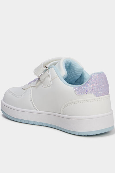 Tennis basses &agrave; scratchs et sequins blanc fille