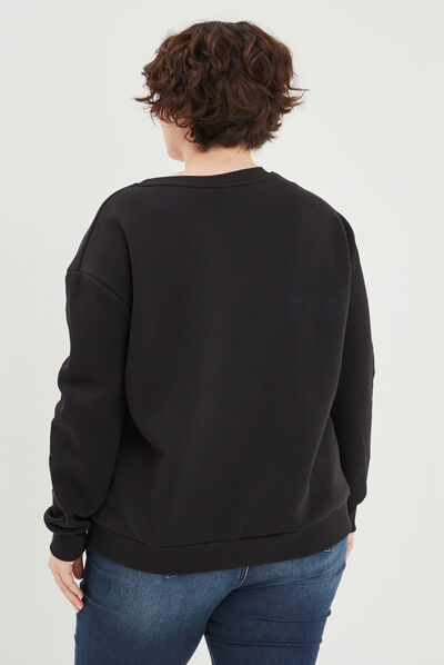 Sweat de Noël col rond Stitch noir femme grande taille