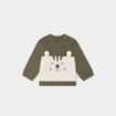 Sweat col rond manches longues coton vert kaki bébé garçon