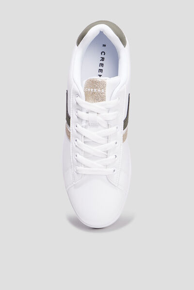Tennis à lacets détails pailletés Creeks vert kaki femme