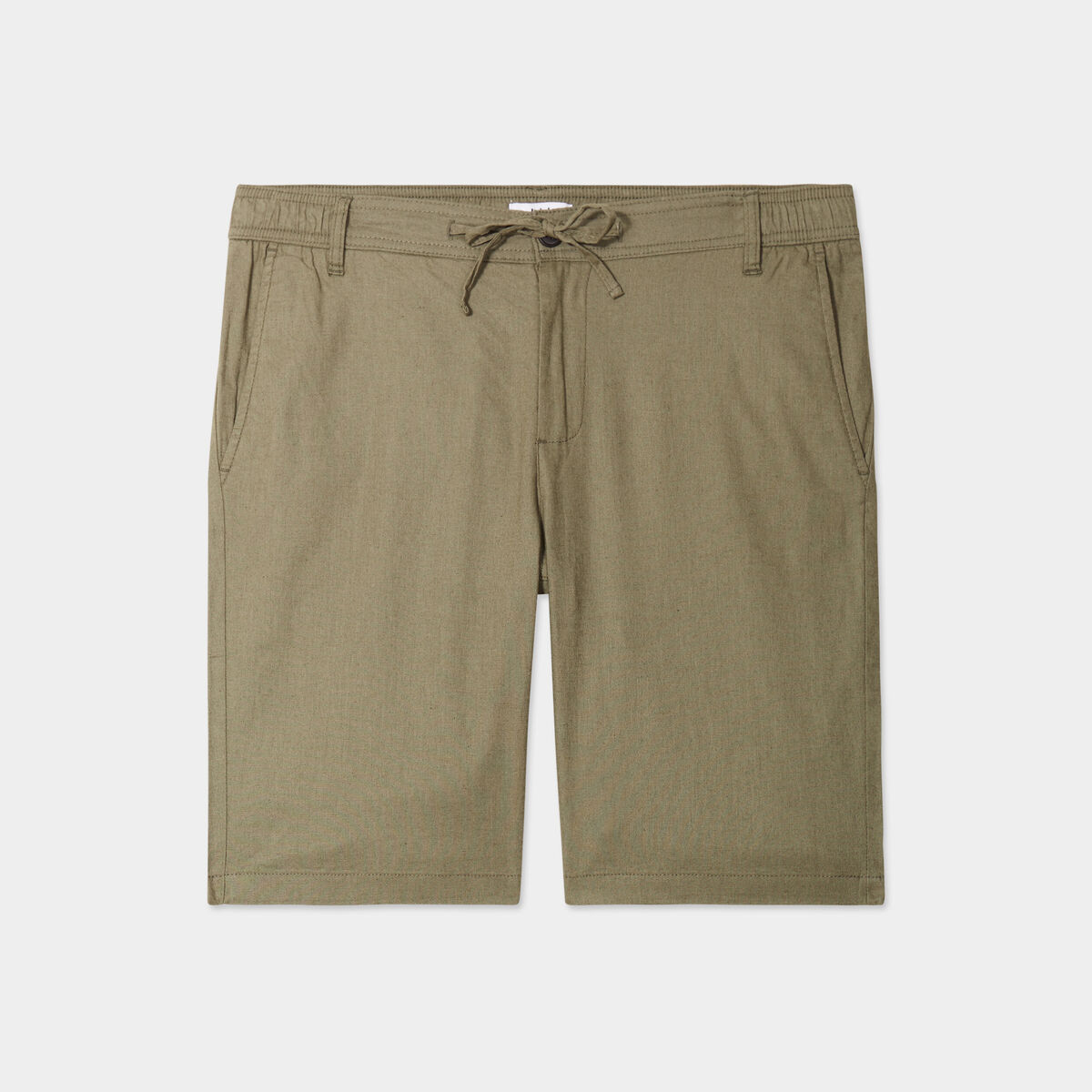 Bermuda chino à coulisse lin mélangé vert kaki homme