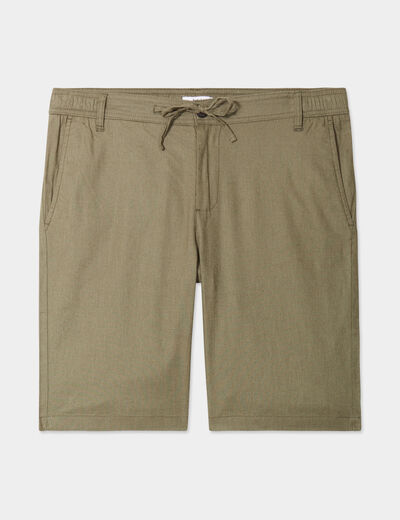 Bermuda chino à coulisse lin mélangé vert kaki homme