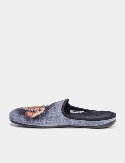 Chaussons mules avec motif gris homme